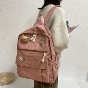 Alternative view of Corduroy Aesthetic Multi-Badge Backpack FN223
