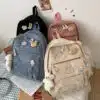 Corduroy Aesthetic Multi-Badge Backpack FN223