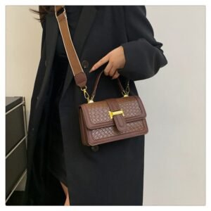Alternative view of Chic Woven Texture PU Crossbody Bag FN258