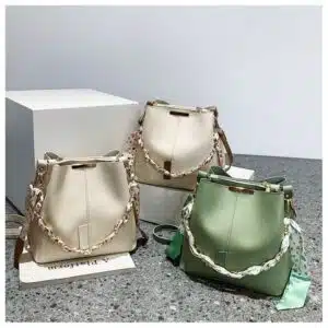 Chic PU Bucket Bag with Scarf Accent FN268