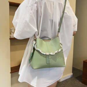 Alternative view of Chic PU Bucket Bag with Scarf Accent FN268