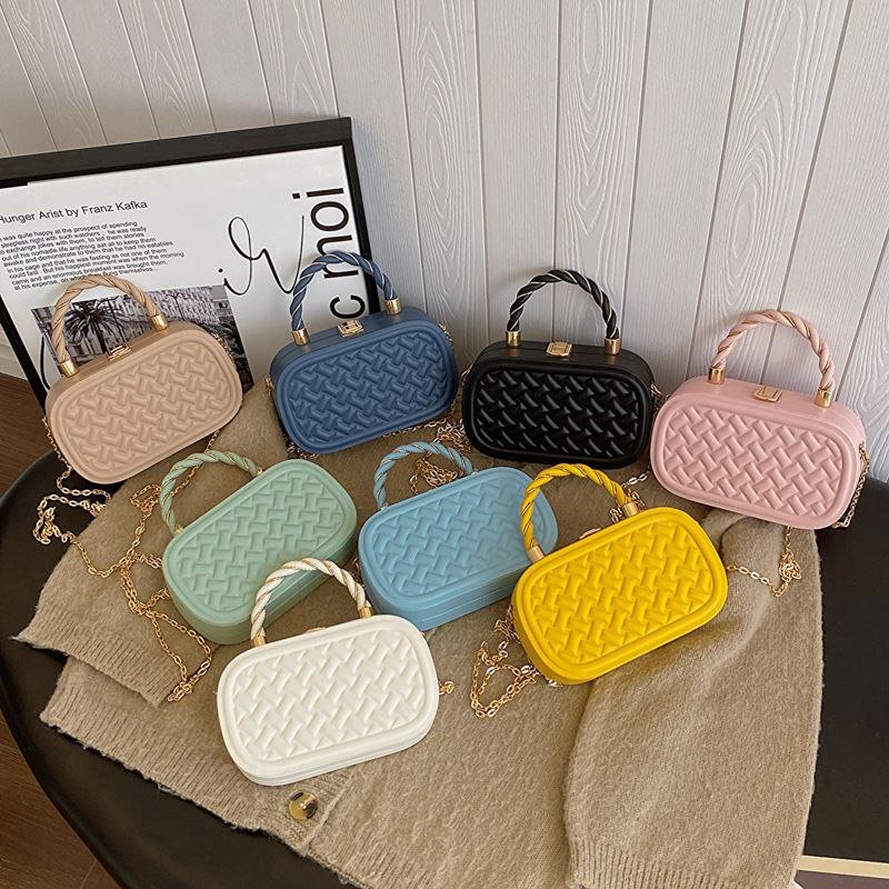 Woven Pattern Mini Box Bag with Twisted Handle FN276 - Image 2