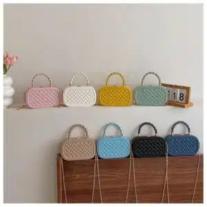 Woven Pattern Mini Box Bag with Twisted Handle FN276
