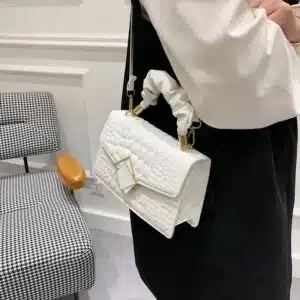 Alternative view of Crocodile Pattern Flap Ruched Handle Bag FN290