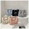 Glamorous Butterfly Texture Tote with Chain & Pearl Accents FN317