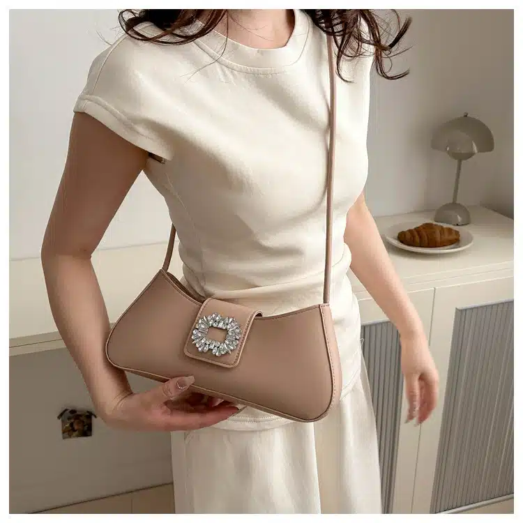 Glamorous Baguette Bag with Jeweled Buckle FN308 - Image 3