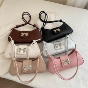 Chic Ribbon-Buckle Baguette Shoulder Bag FN309