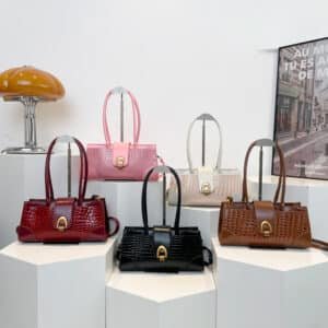 Crocodile-Embossed Baguette Bag FN386