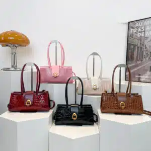 Crocodile-Embossed Baguette Bag FN386