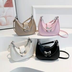 Stylish Bow-Accent Crescent Shoulder Bag FN333