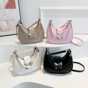 Stylish Bow-Accent Crescent Shoulder Bag FN333