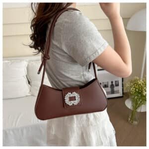 Alternative view of Glamorous Baguette Bag with Jeweled Buckle FN308