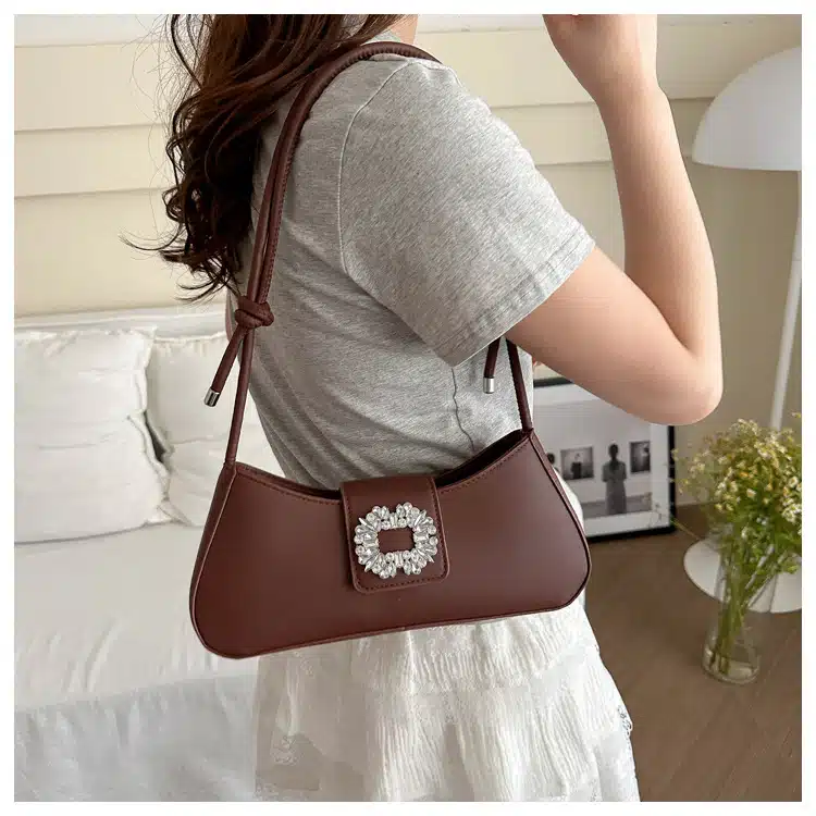 Glamorous Baguette Bag with Jeweled Buckle FN308 - Image 2