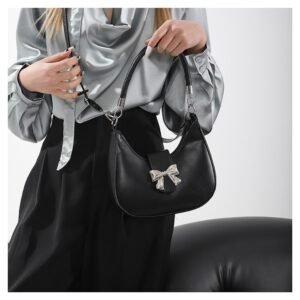 Alternative view of Stylish Bow-Accent Crescent Shoulder Bag FN333