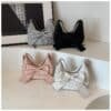 Marble-Textured Bow Crescent Bag FN389