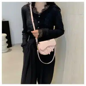 Alternative view of Asymmetric Saddle Bag with Tassel Accents FN391
