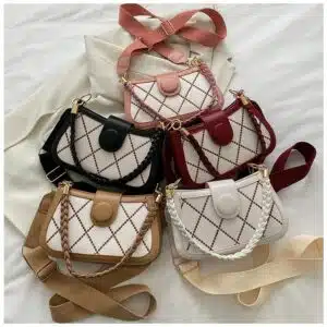 Diamond-Quilted Contrast Bag FN392