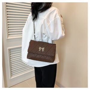 Alternative view of Quilted Chain Shoulder Bag with Bow Emblem FN394