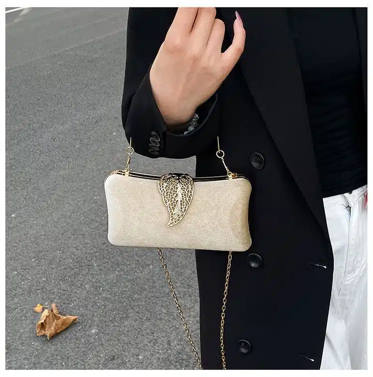 Luxurious Velvet Evening Clutch with Leaf Filigree FN435 - Image 3