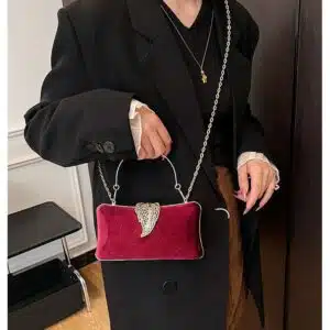 Alternative view of Luxurious Velvet Evening Clutch with Leaf Filigree FN435