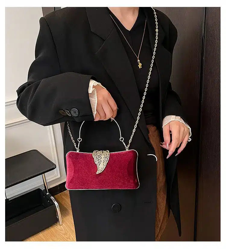 Luxurious Velvet Evening Clutch with Leaf Filigree FN435 - Image 2