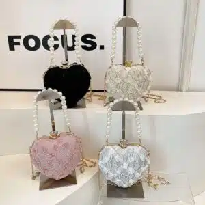 Romantic Heart-Shaped Lace Clutch FN438