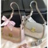 Elegant Monogram Flap Bag with Scarf Detail FN439