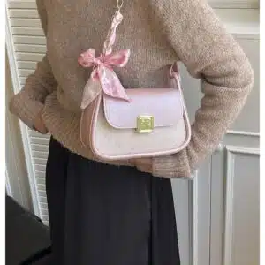 Alternative view of Elegant Monogram Flap Bag with Scarf Detail FN439