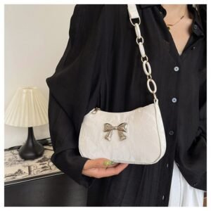 Alternative view of Shimmering Underarm Bag with Metallic Emblem FN398