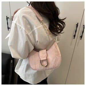 Alternative view of Chic Crescent Hobo Bag with Gold Chain Accent FN399