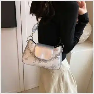 Alternative view of Butterfly Print Fashion Flap Bag with Chain Accent FN338