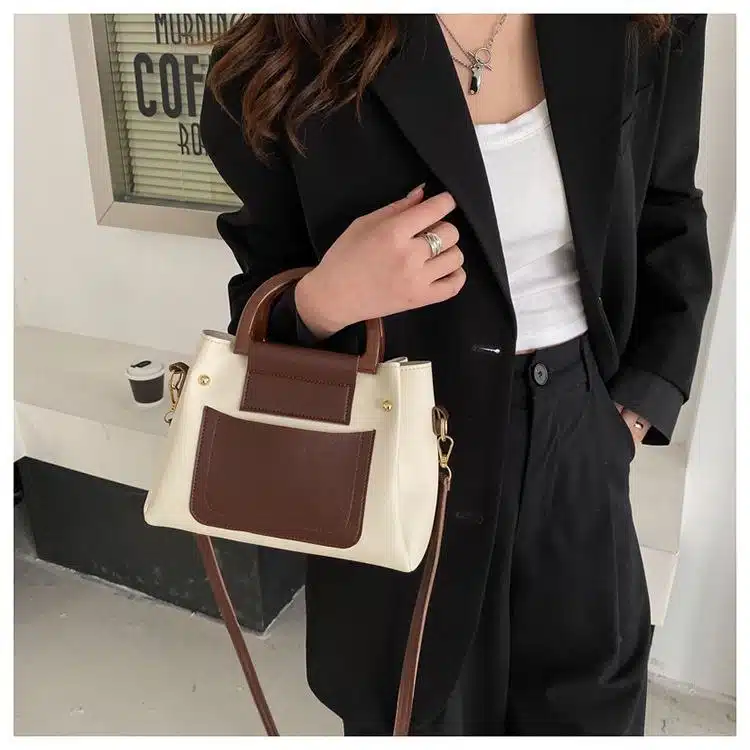 Elegant Two-Tone Top Handle Bag FN339 - Image 4