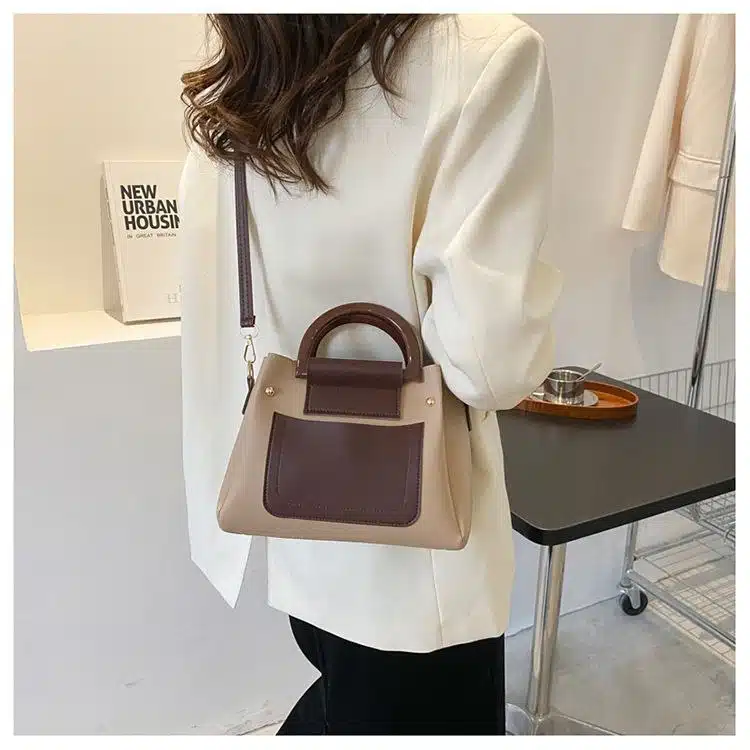 Elegant Two-Tone Top Handle Bag FN339 - Image 3