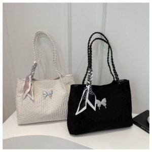 Butterfly Embroidered Woven Tote Bag FN356