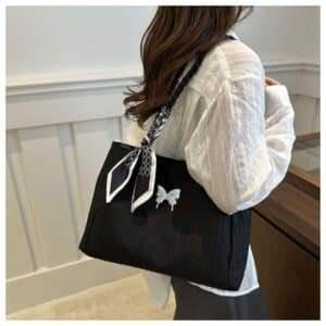 Alternative view of Butterfly Embroidered Woven Tote Bag FN356