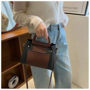 Alternative view of Elegant Two-Tone Top Handle Bag FN339