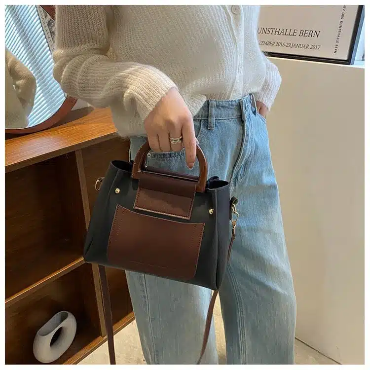 Elegant Two-Tone Top Handle Bag FN339 - Image 2