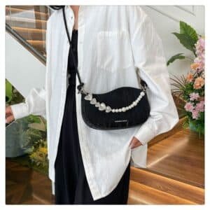 Alternative view of Heart & Pearl Accent Crescent Bag FN359