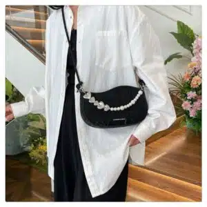 Alternative view of Heart & Pearl Accent Crescent Bag FN359