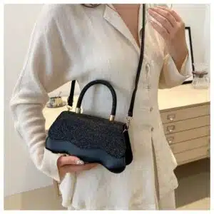 Alternative view of Shimmering Scalloped Flap Bag FN361