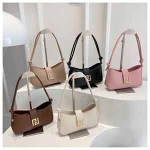 Minimalist Curved Baguette Bag with Square Clasp FN418