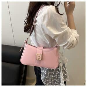 Alternative view of Minimalist Curved Baguette Bag with Square Clasp FN418