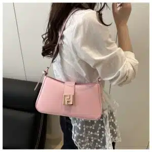 Alternative view of Minimalist Curved Baguette Bag with Square Clasp FN418