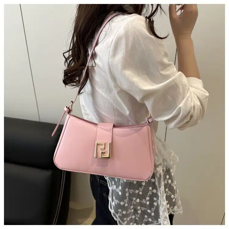 Minimalist Curved Baguette Bag with Square Clasp FN418 - Image 2