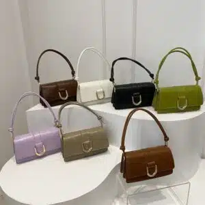 Structured Rectangular Bag with Horseshoe Clasp FN419