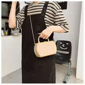 Alternative view of Sophisticated Hexagonal Handbag with Braided Handle FN422