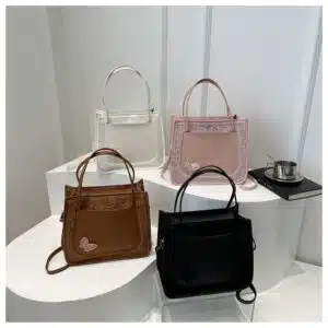 Butterfly Accent Textured Tote Bag FN373