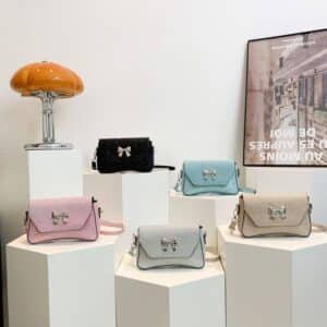 Bow-Accent Glitter Flap Bag FN377