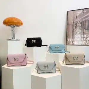 Bow-Accent Glitter Flap Bag FN377