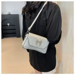 Alternative view of Bow-Accent Glitter Flap Bag FN377